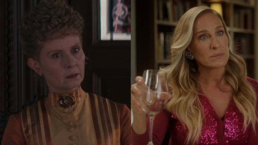 Cynthia Nixon in Gilded Age and Sarah Jessica Parker in And Just like That side by side 