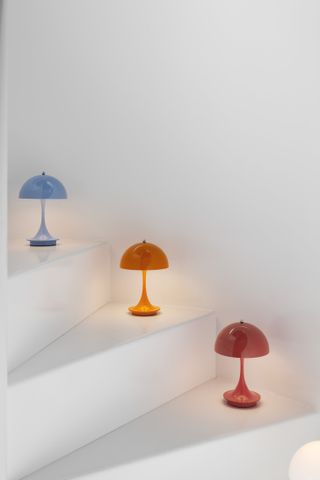 Louis Poulsen portable lamp in blue, orange and red