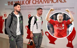 Liverpool midfielders Dominik Szoboszlai, Alexis Mac Allister and Charlie Adam