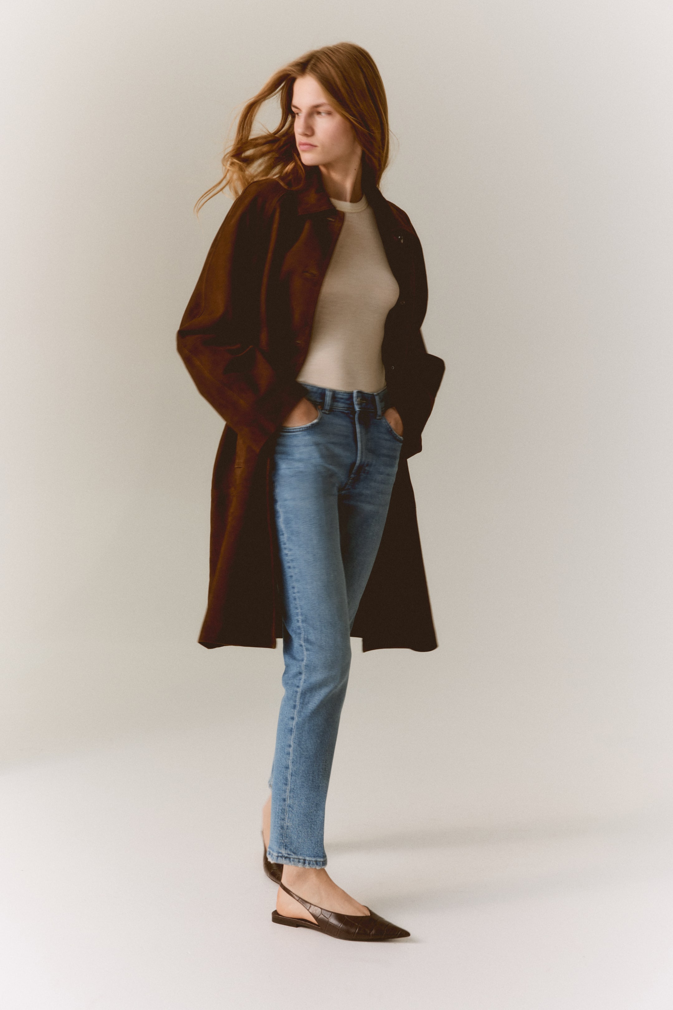 Slim Straight High Ankle Jeans - Denim Blue