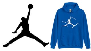 The Nike Jordan jumpman logo next to a hoody showing the Skiman logo