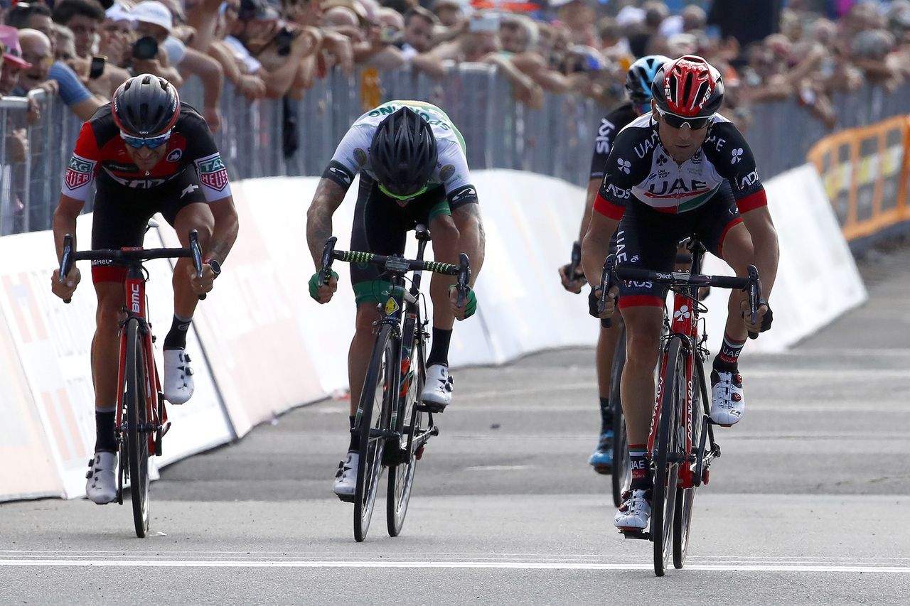 Diego Ulissi won the sprint for second at Italian nationals.