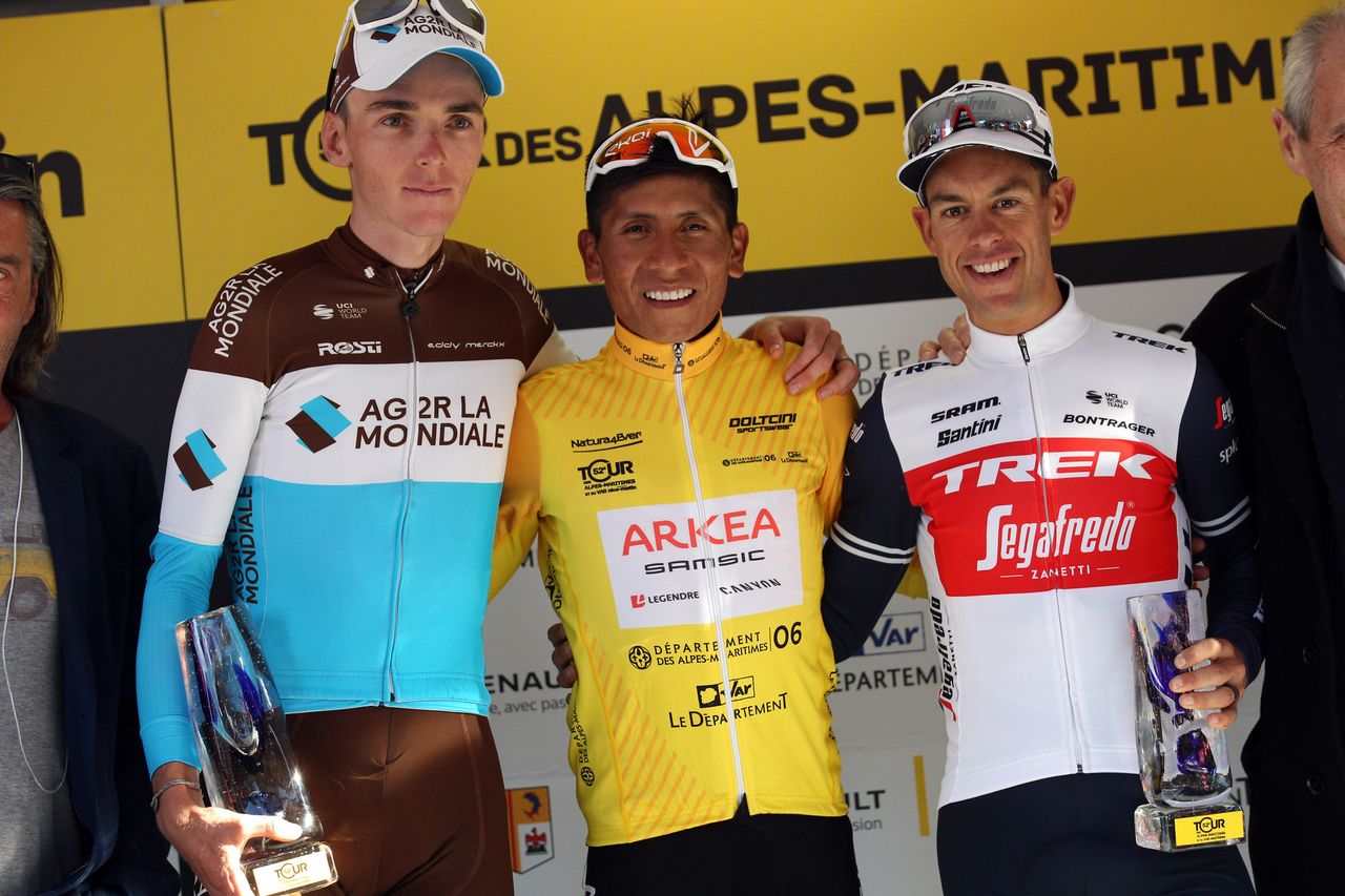 Tour Cycliste International du Var et des Alpes Maritimes 2020 - 52nd Edition - 3rd stage La Londe - Le Mont Faron 136 km - 23/02/2020 - Romain Bardet (FRA - AG2R - La Mondiale) - Nairo Quintana (COL - Team Arkea Samsic) - Richie Porte (AUS - Trek - Segafredo) - photo Regis Garnier/BettiniPhoto&Acirc;&copy;2020