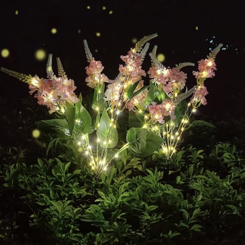Useber Solar Flower Light Outdoor,2 Pack Garden Light Symbolizing Hope and Purity, Solar Powered Flower Lights Outdoors Waterproof- Outdoor Lights for Yard,patio,garden Decoration (pale Pink)