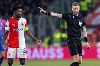 Who is the referee for Romania vs Ukraine Referee Glenn Nyberg during the UEFA Europa League 2023/24 round of 16 second leg match between Slavia Praha and AC Milan at Eden Arena on March 14, 2024 in Prague, Czech Republic. (Photo by Horvath Tamas/Getty Images) (Photo by Horvath Tamas/Getty Images)