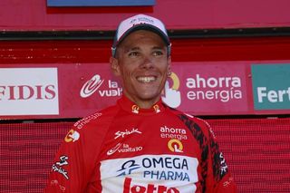 Philippe Gilbert (Omega Pharma-Lotto) is all smiles on the podium.