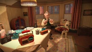 Wallace & Gromit in a living room