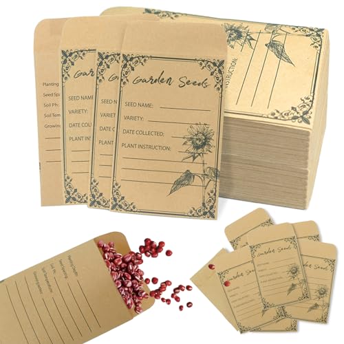 Gamtrik 100 Pack Seed Envelopes 4.72*3.15inch, Self-Seal Small Seed Packets