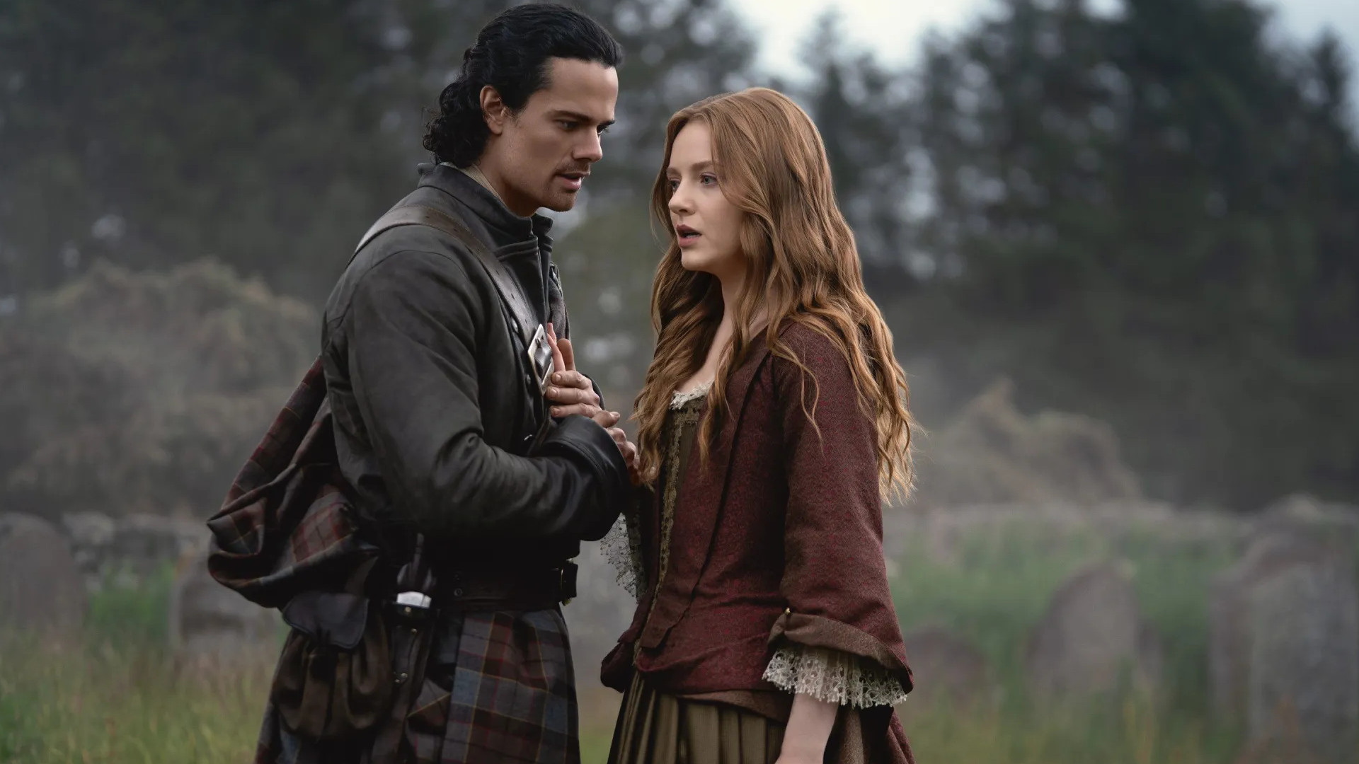 Brian and Ellen in a still from "Outlander: Blood of My Blood"