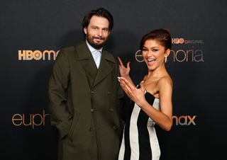 Zendaya and Sam Levinson attend HBO's "Euphoria" Season 2 Photo Call at Goya Studios on January 05, 2022 in Los Angeles, California.