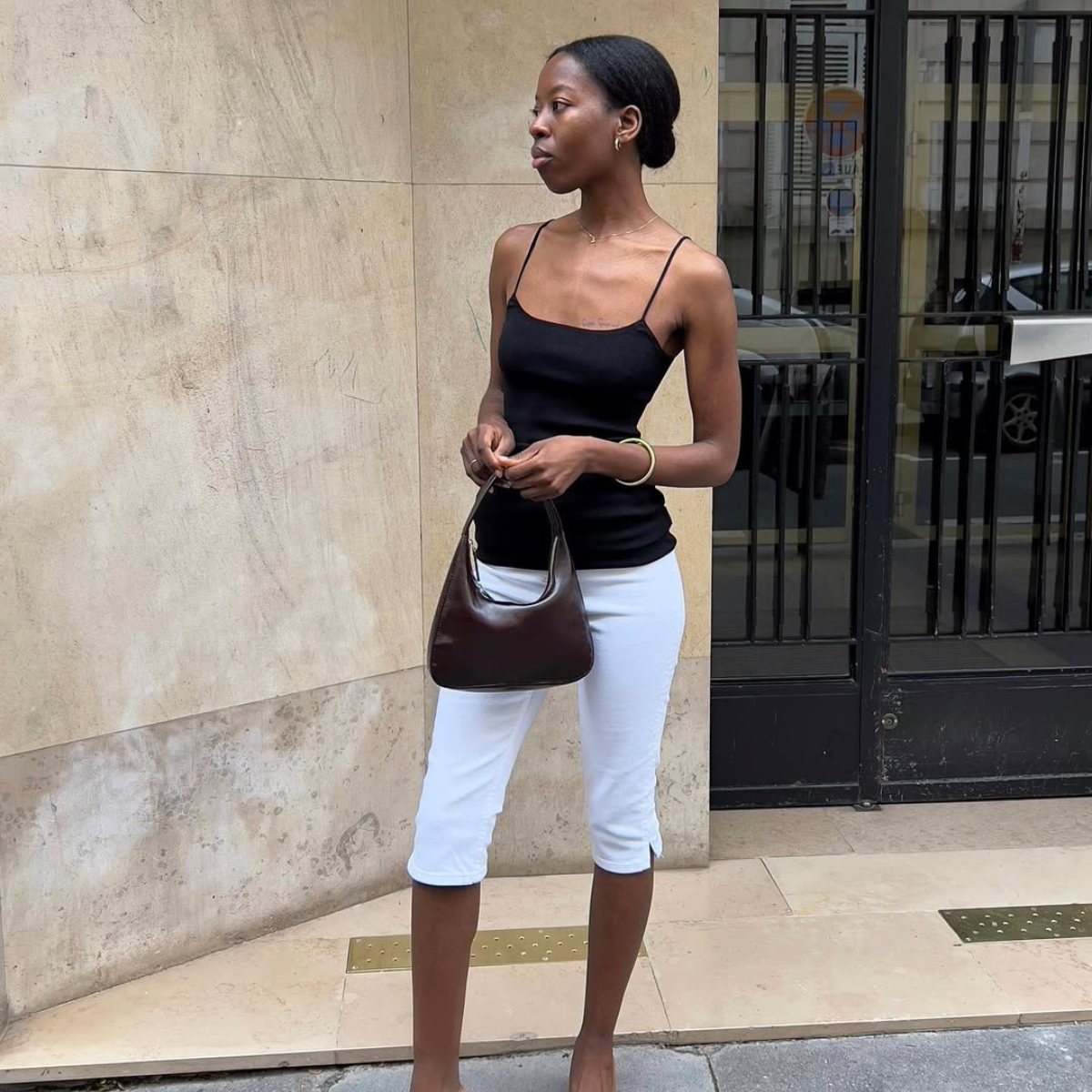 Sylvie in capris and camisole