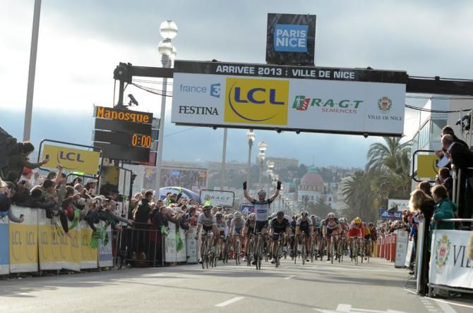Sylvain Chavanel (Omega Pharma-Quick Step) wins stage 6, the third Paris-Nice stage victory of the Frenchman's career.