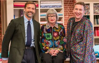 Joe with the original Patrick and Esme on Sewing Bee.