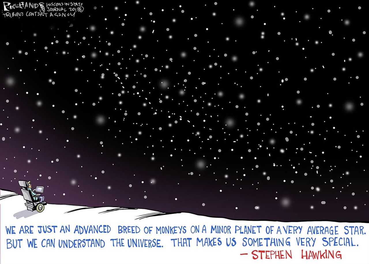 Editorial cartoon U.S. Stephen Hawking death quote