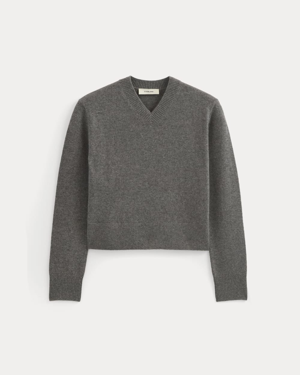 Cashmere Cropped High-V Sweater | Heather Charcoal - Xxs