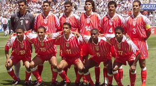 MARSEILLE, FRANCE: Tunisians players pose for the official team picture, 15 June at the Stade Velodrome in Marseille before their 1998 Soccer World Cup Group G first round match against England.