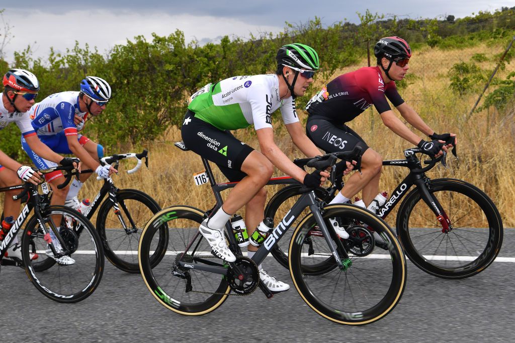 Ben O'Connor (Dimension Data) rides in the break on stage 19