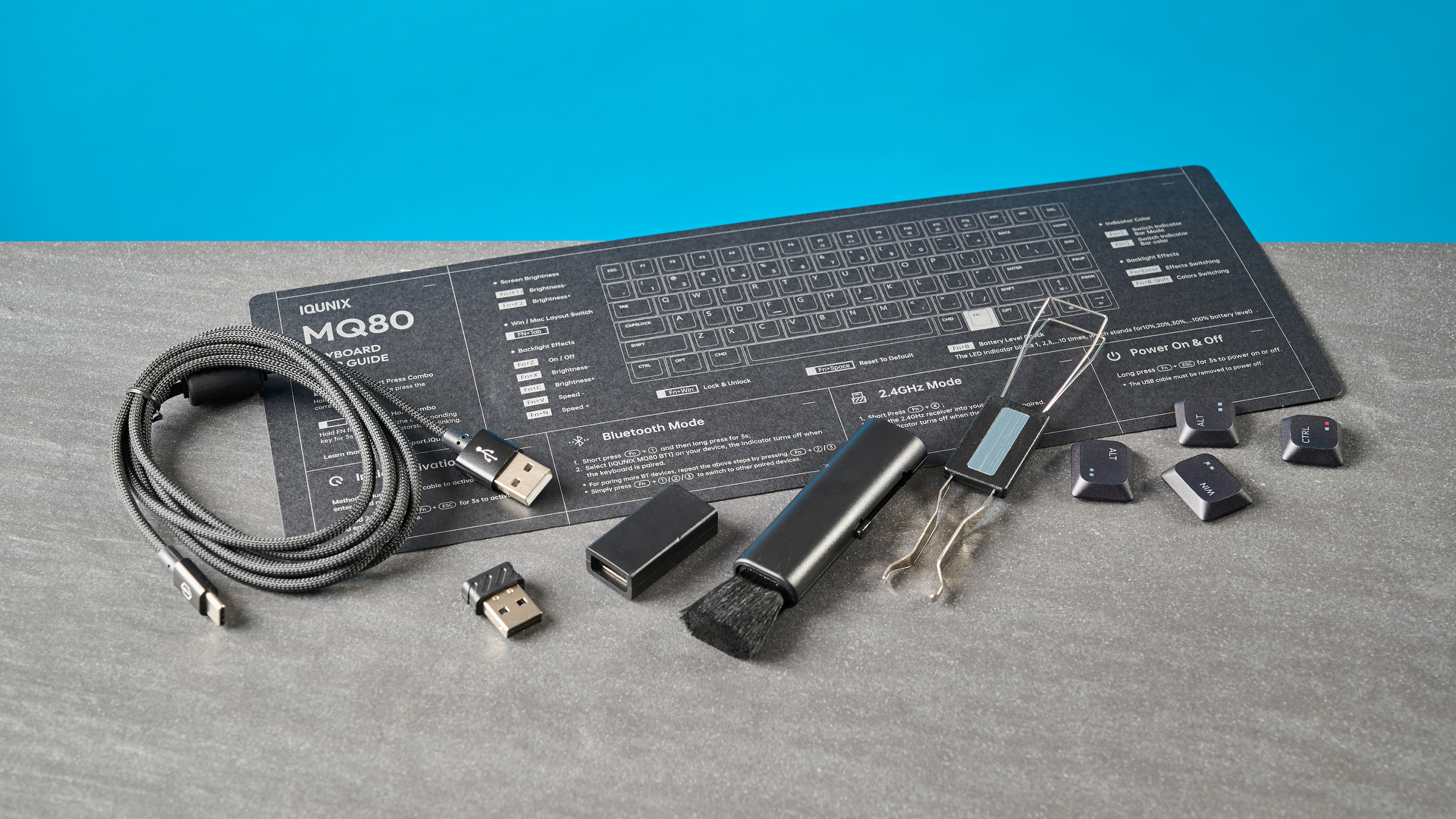A black IQUNIX MQ80 mechanical keyboard