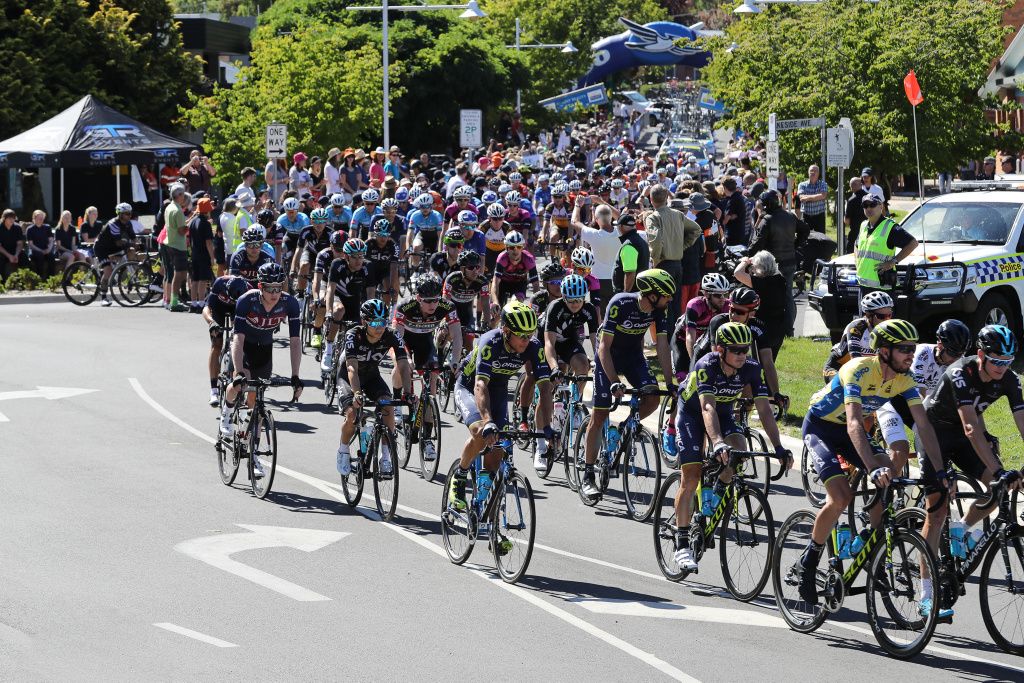 The riders roll out of Mt Beauty to start stage 2
