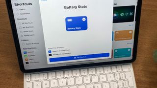 iPad Battery Stats using Battery Stats shortcut, which shows iPad battery life