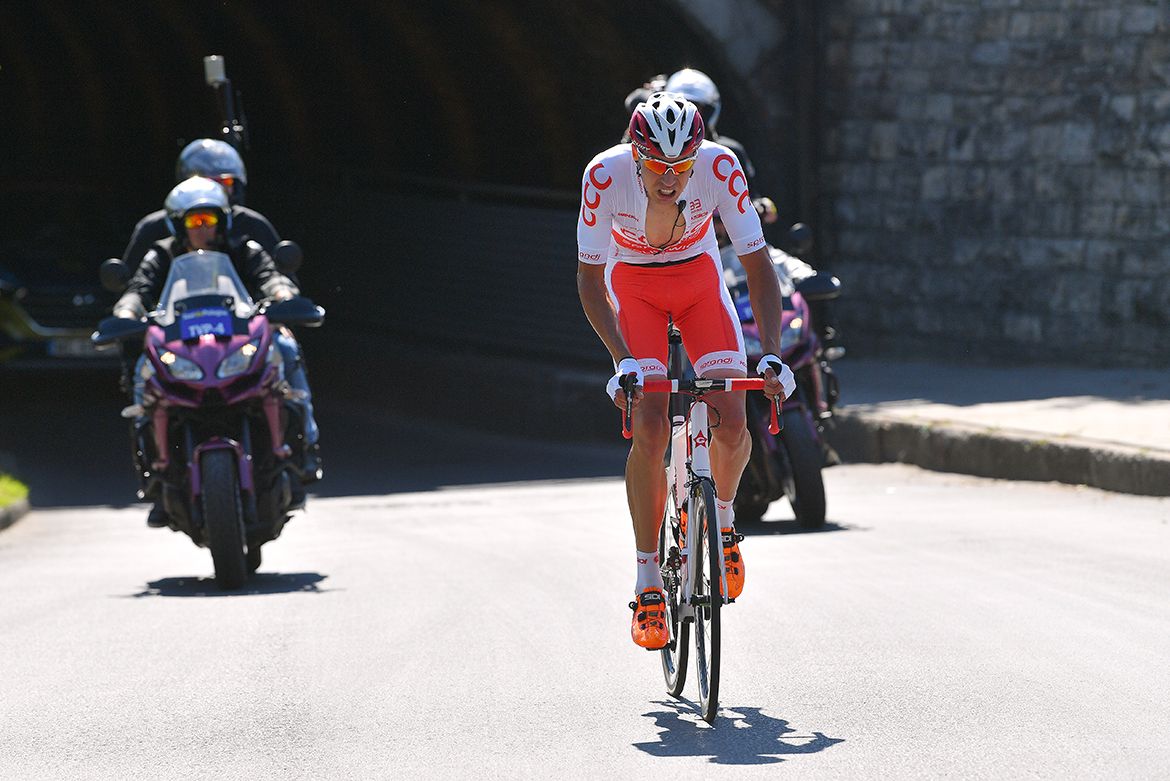 Polish champion Adrian Kurek (CCC Sprandi Polkowice) on the offensive at the Tour de Pologne.