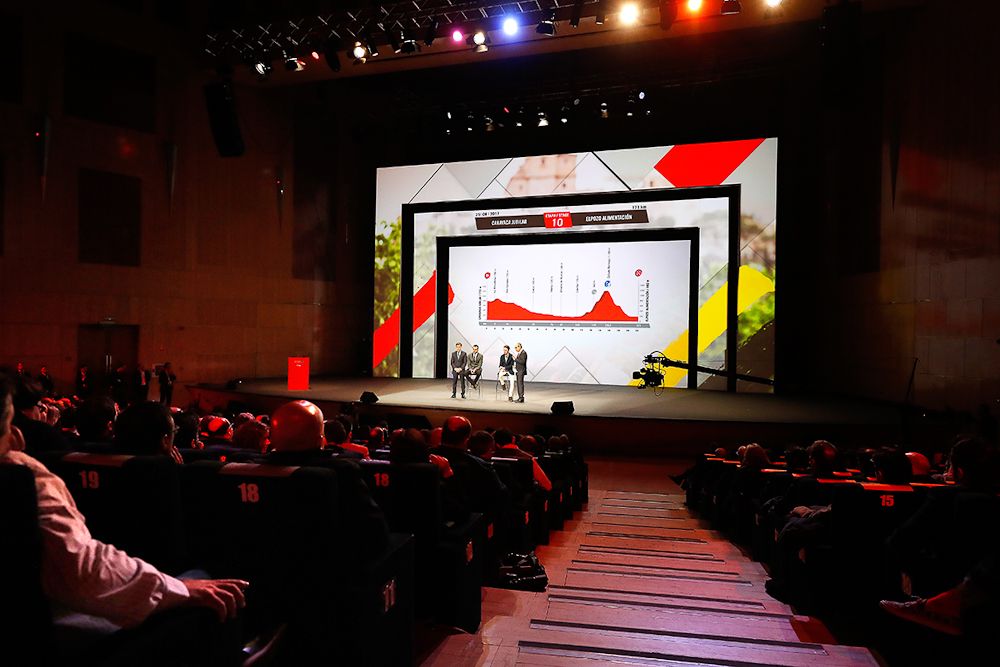 Dignitaries take the stage at the Vuelta route presentation