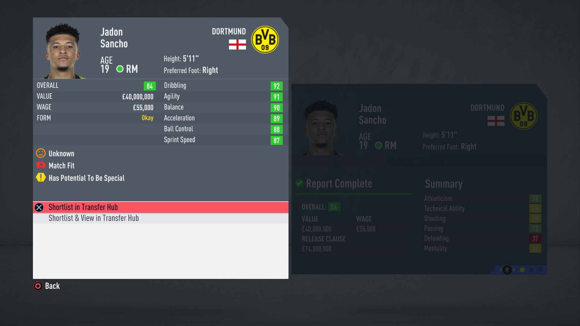 FIFA 20 best young wingers: Jadon Sancho