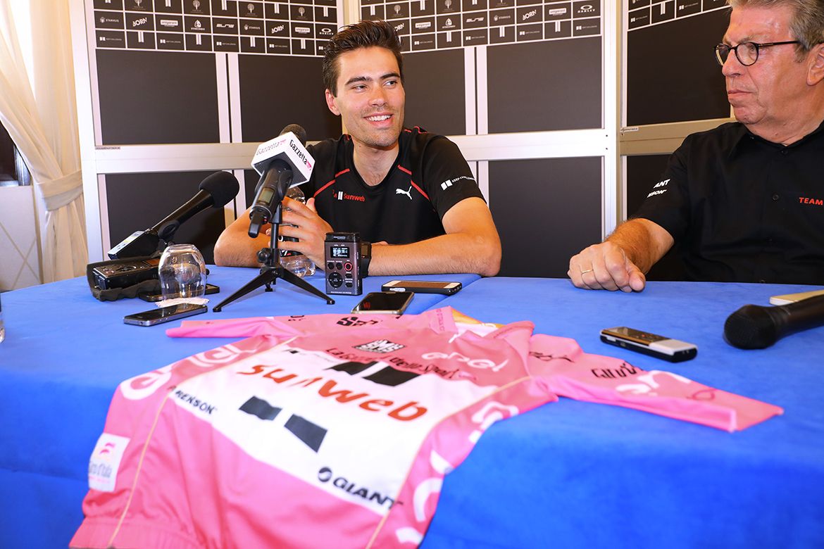 The maglia rosa and its owner Tom Dumoulin