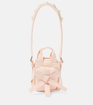 Faux Pearl-Embellished Crossbody Bag