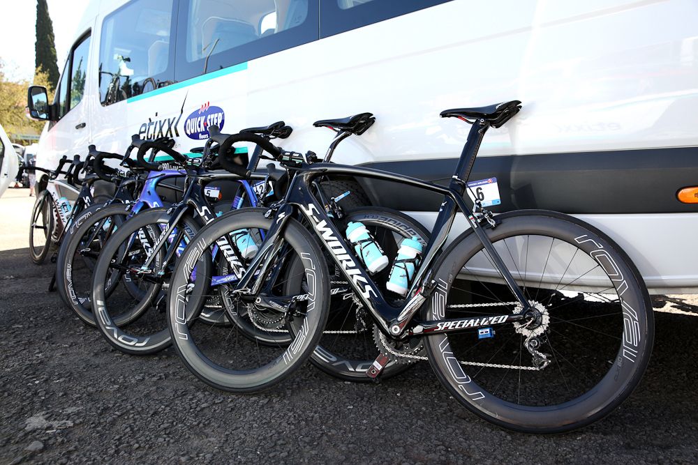 Bikes are ready for the stage.