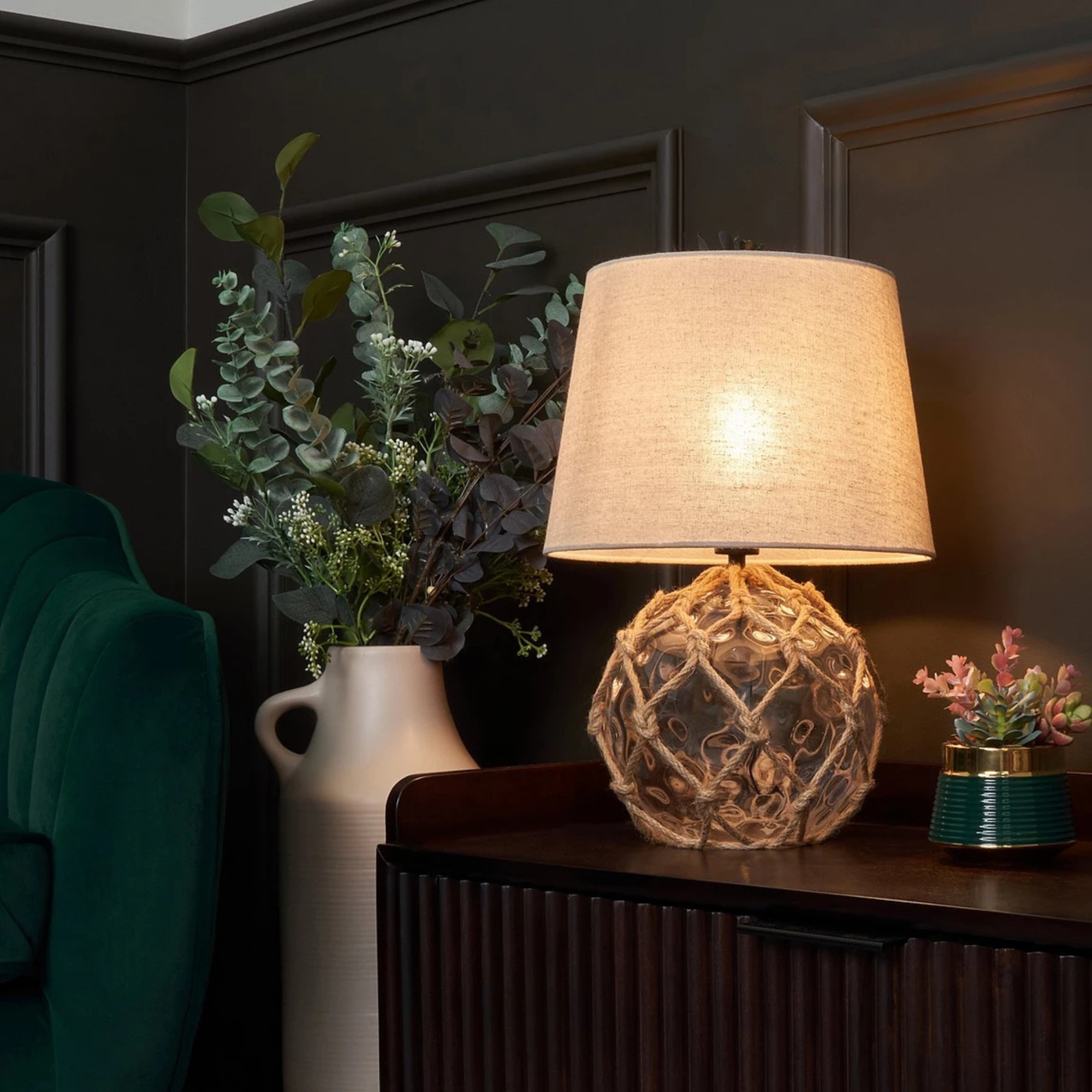 Coastal Rope Glass Table Lamp