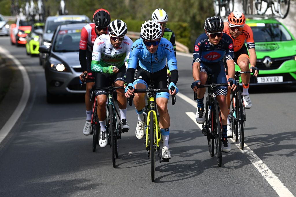 TAVIRA PORTUGAL FEBRUARY 17 Andrade Pedro of Portugal and Team Abtf Beto Feirenseleads the breakaway during the 49th Volta ao Algarve em Bicicleta 2023 Stage 3 a 2031km stage from Faro to Tavira VAlgarve2023 on February 17 2023 in Taviria Portugal Photo by Tim de WaeleGetty Images
