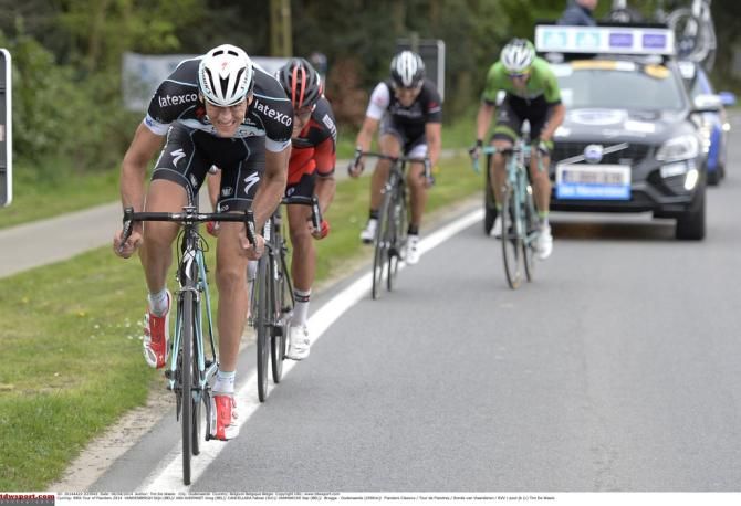 Stijn Vandenbergh (Omega Pharma-Quickstep) tries his break free from the leading four riders