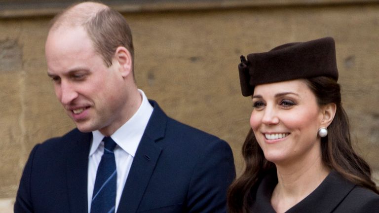 Prince William, Duke of Cambridge and Catherine, Duchess of Cambridge attend Easter Service at St George's Chapel on April 1, 2018 in Windsor, England.