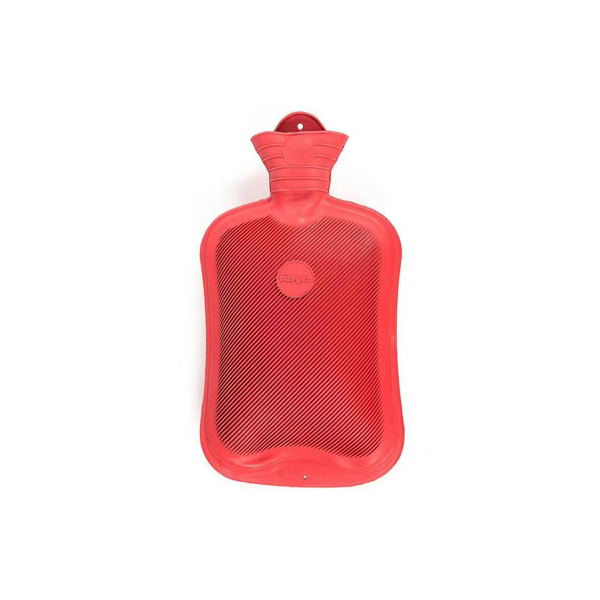 Sanger Classic Rubber Hot Water Bottle With Hanging Hole, Holds 2 Liters, Red