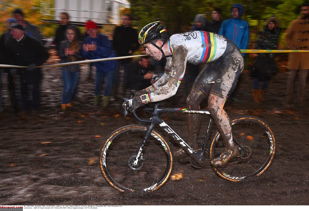 Wout Van Aert (Crelan-Charles) on his way to winning the Superprestige Gavere