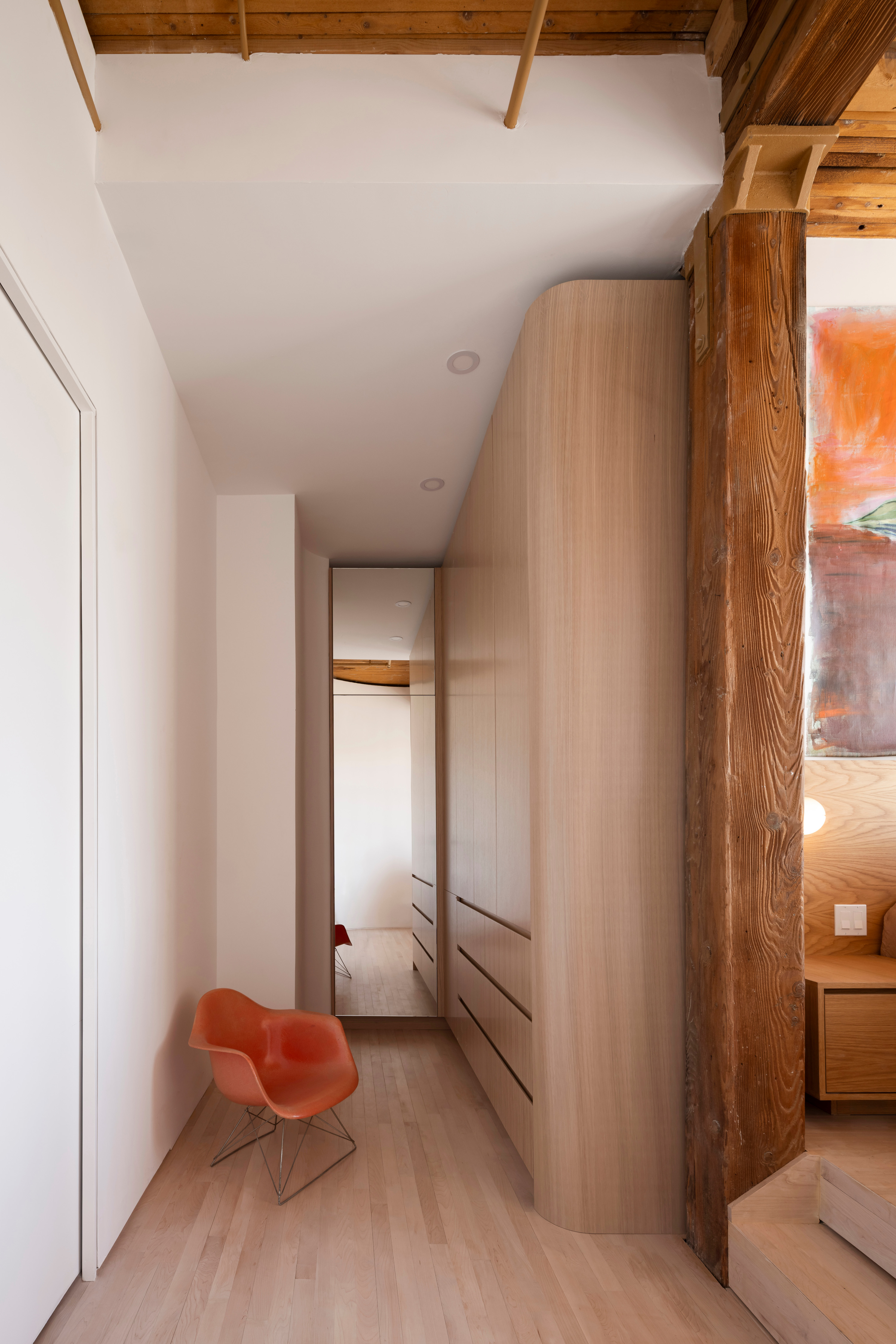 New interventions are placed alongside the original timber structure