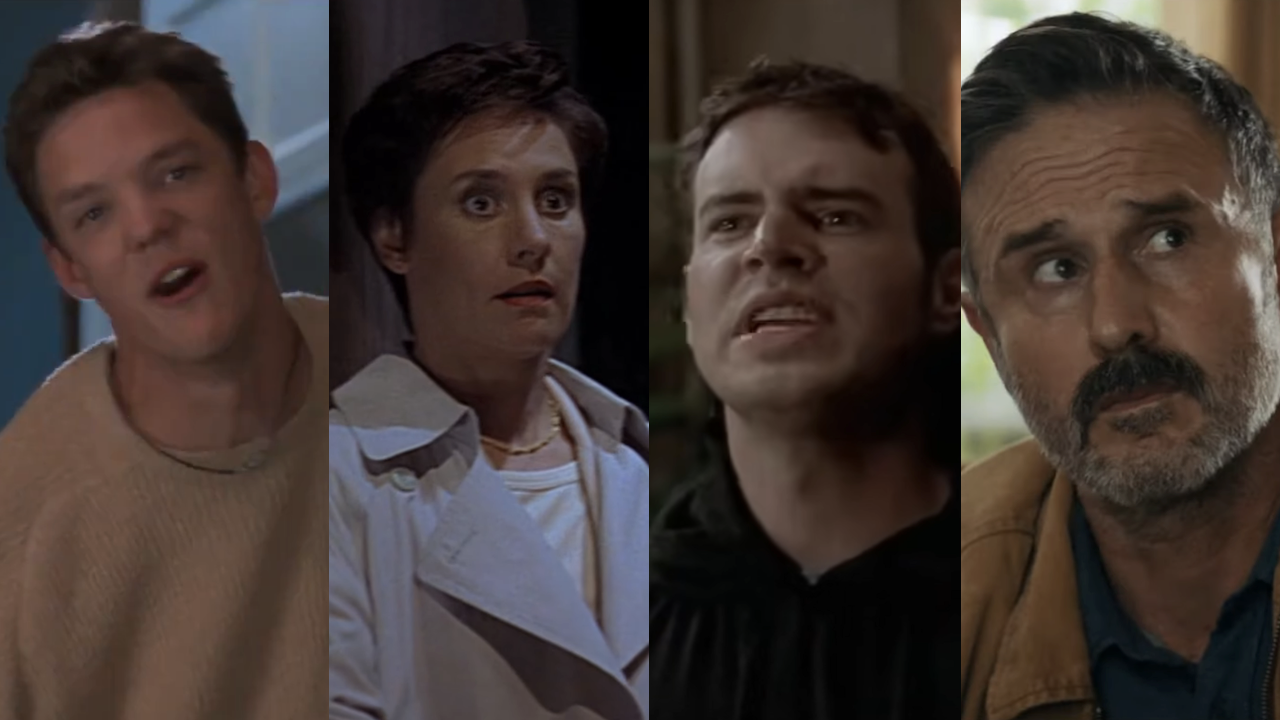 Side by side: Stu Macher in Scream, Nancy Loomis in Scream 2, Roman Bridger in Scream 3, Dewey Riley in Scream 5