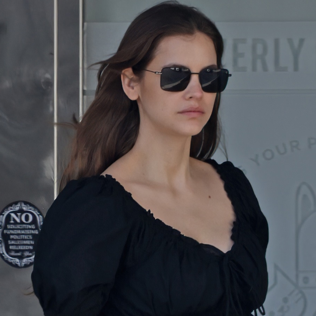 Barbara Palvin paired a little black maternity dress from Old Navy with M. Gemi Mary Janes