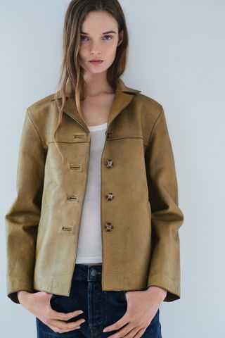 100% Leather Straight Cut Jacket Zw Collection