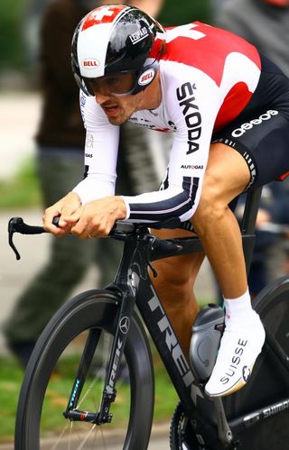Fabian Cancellara (Switzerland) lost second when he overcooked a turn in the final kilometer.