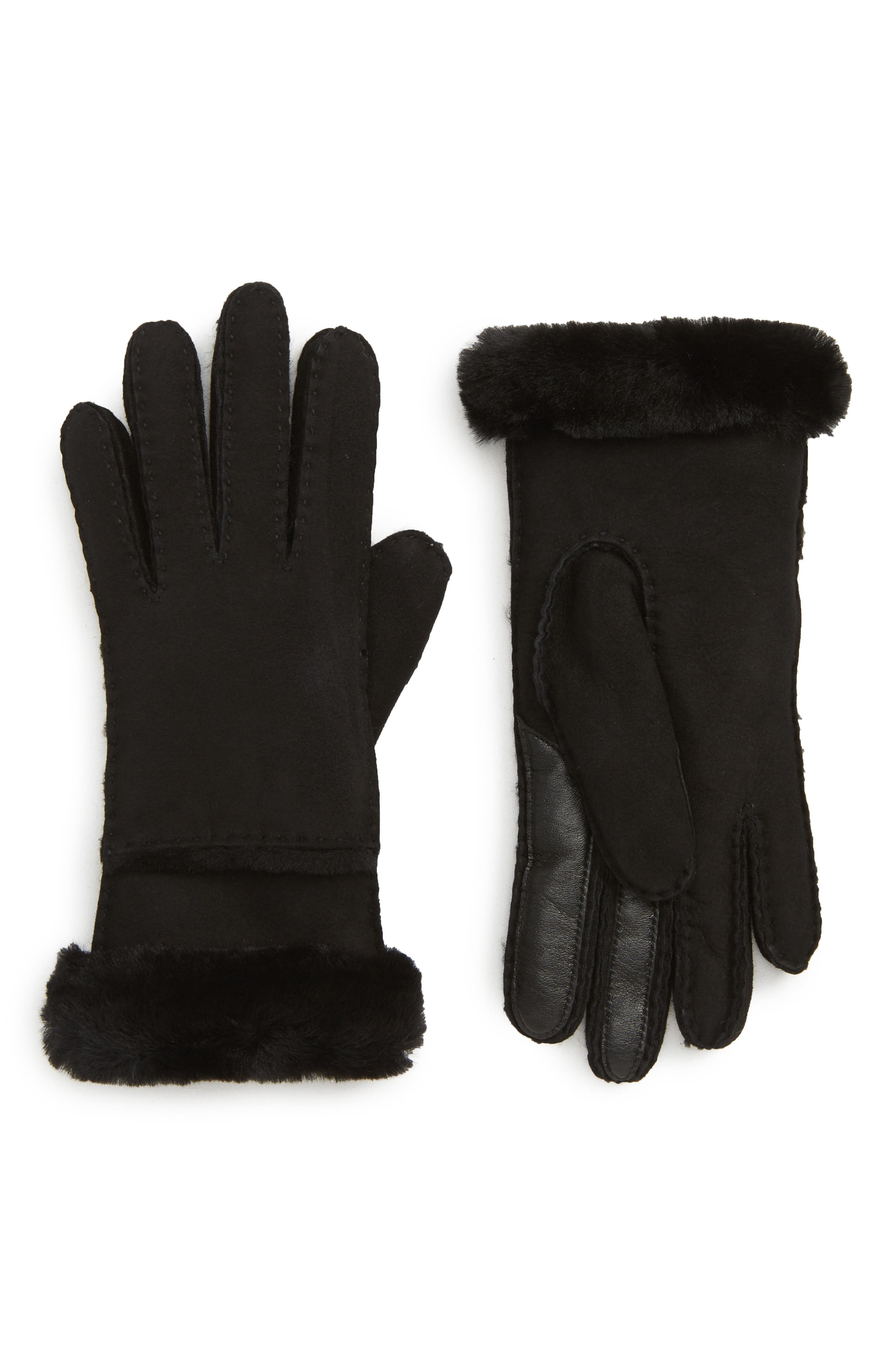 Seamed Touchscreen Compatible Genuine Shearling Gloves