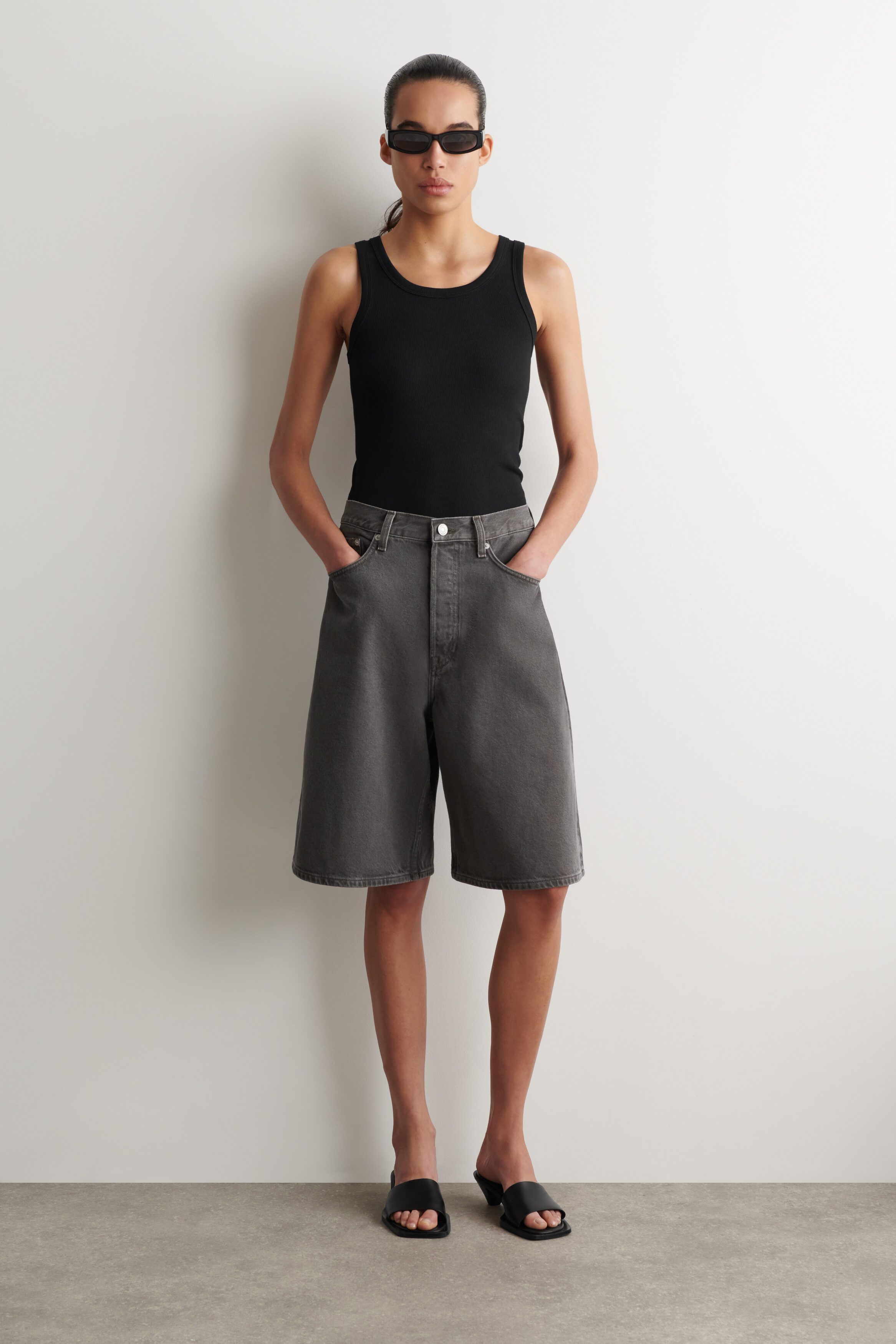 Knee-Length Denim Shorts