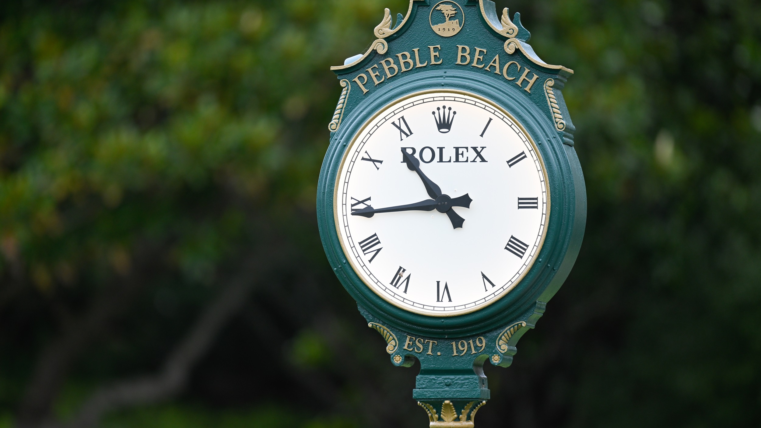 A clock on show at Pebble Beach