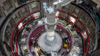 The ITER tokamak pictured during its assembly in 2021.