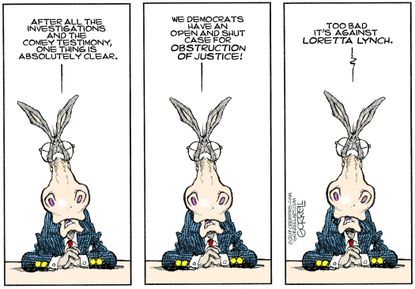 Political cartoon U.S. Trump democrats impeachment Loretta Lynch