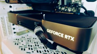 An NVIDIA GeForce RTX 5080 FE graphics card