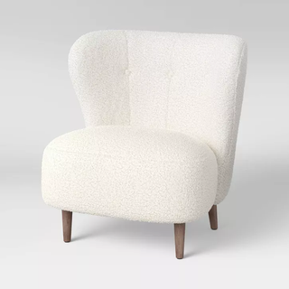 white faux shearling wingback accent chair