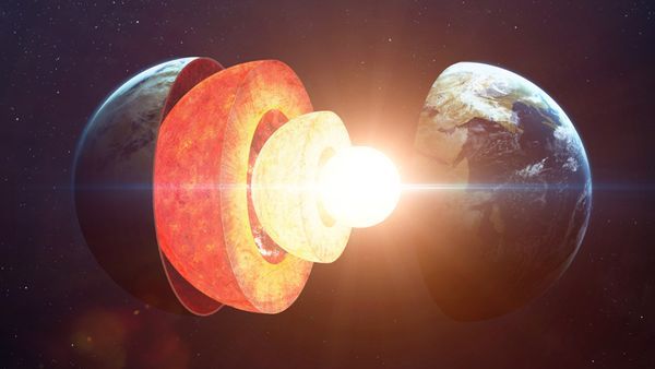 The Earth&#039;s layers arranged like a Russian nesting doll in outer space