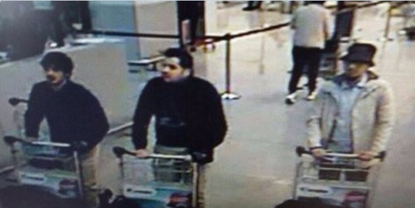Brussels police release surveillance image of suspects. 